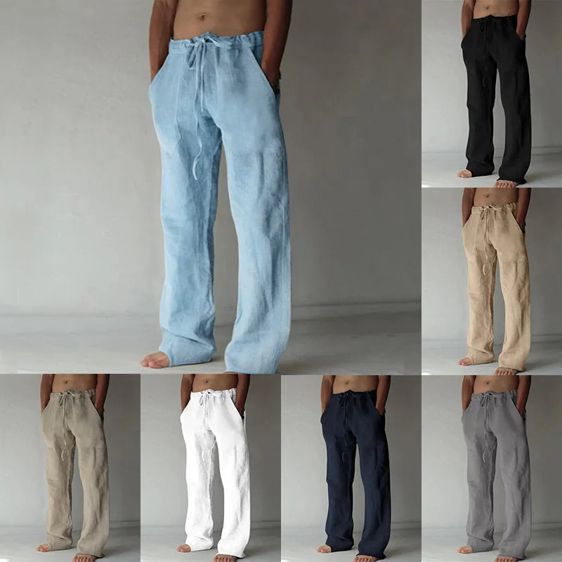 New Men's Cotton and Hemp Pants