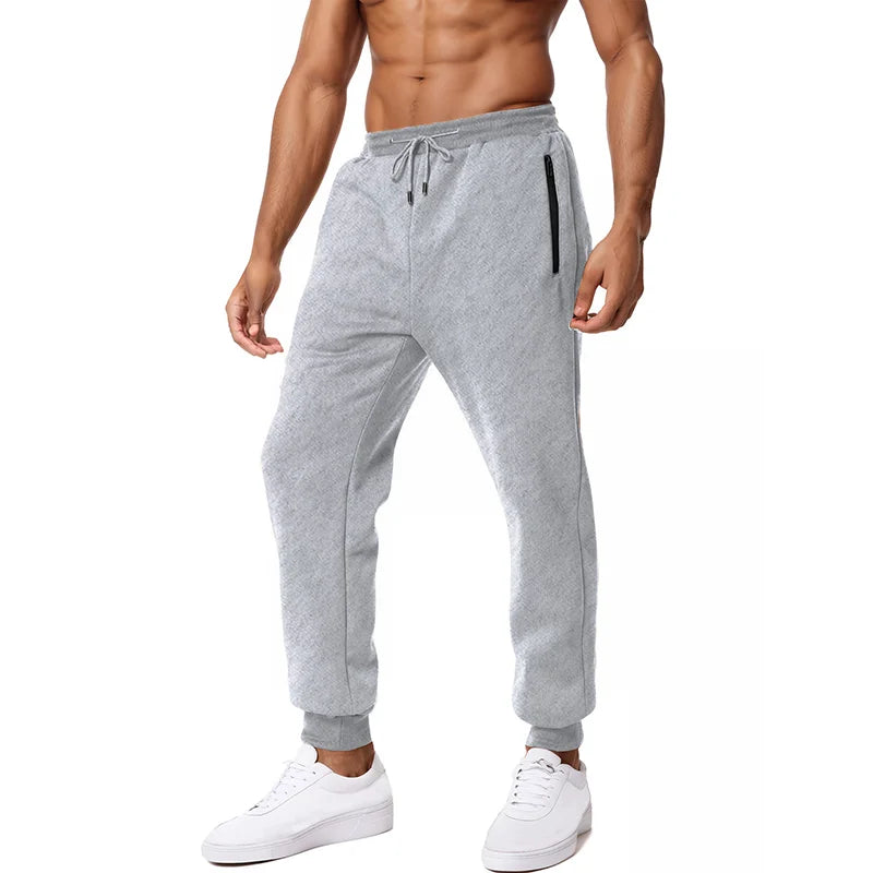 New Sweatpants Side Zipper Pockets Men Joggers Track Pants