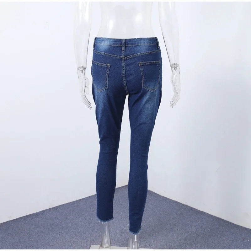 Women Ripped Jeans Tight Fitting