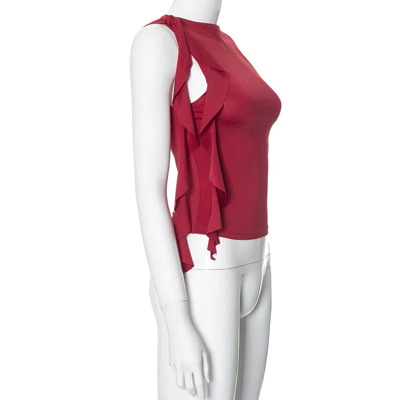 Summer Women'S Solid Color Vest Fluttering Tassel Sleeveless