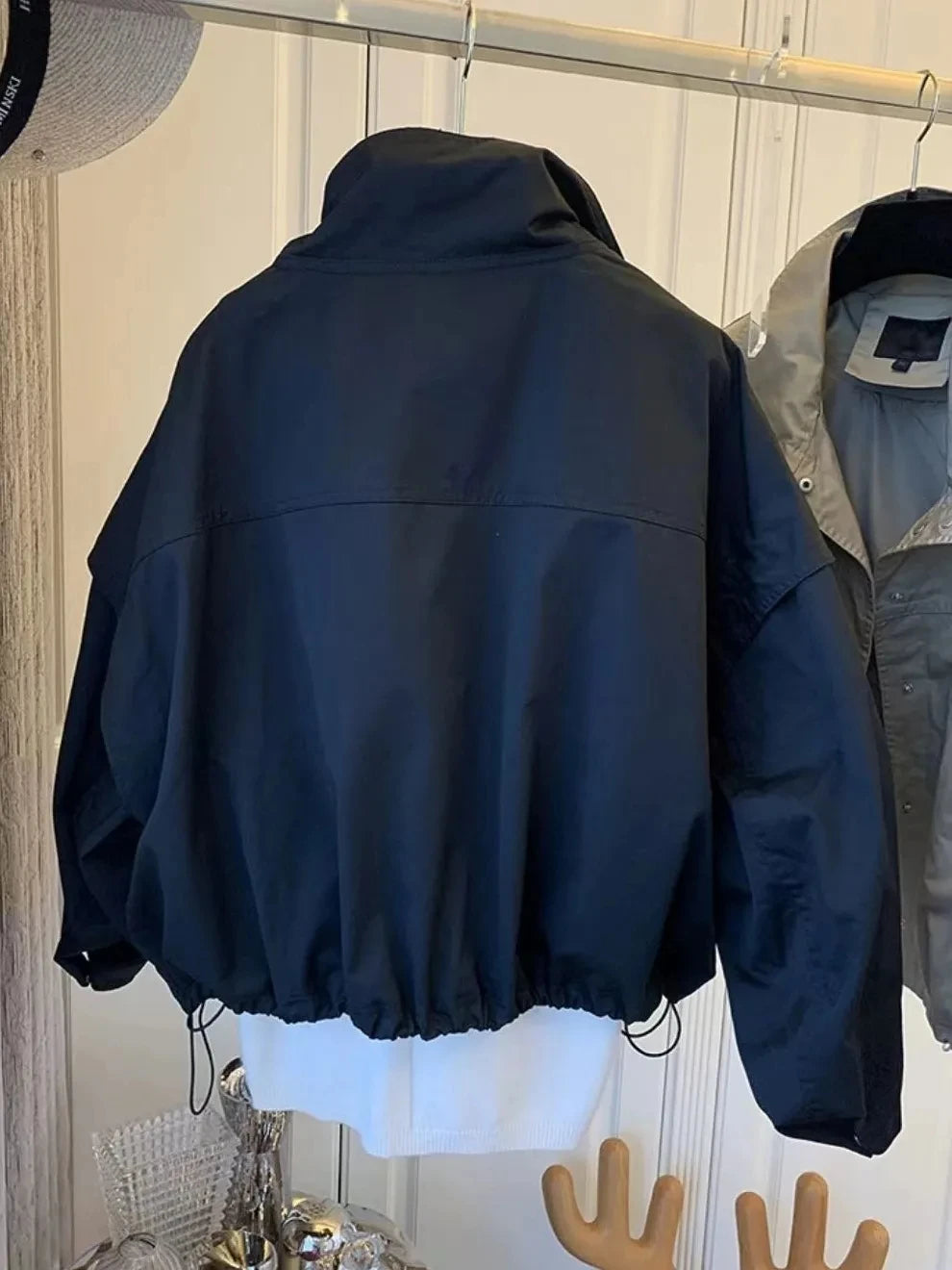 New Women's Trench Coat Outerwear Loose Short Jacket