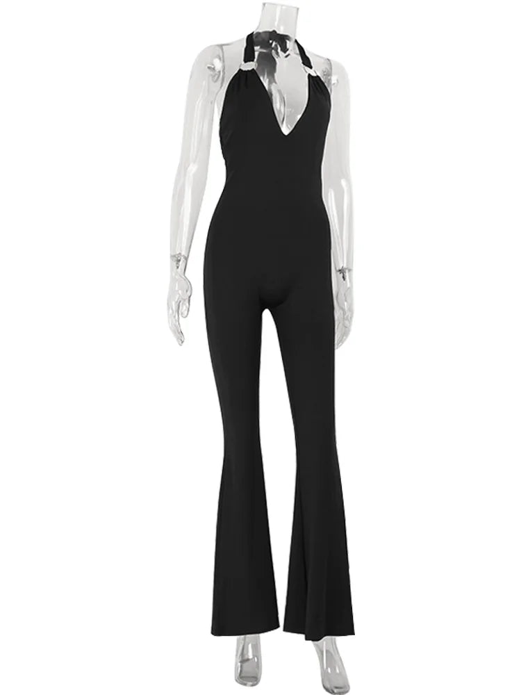 Women Jumpsuits Solid Halter