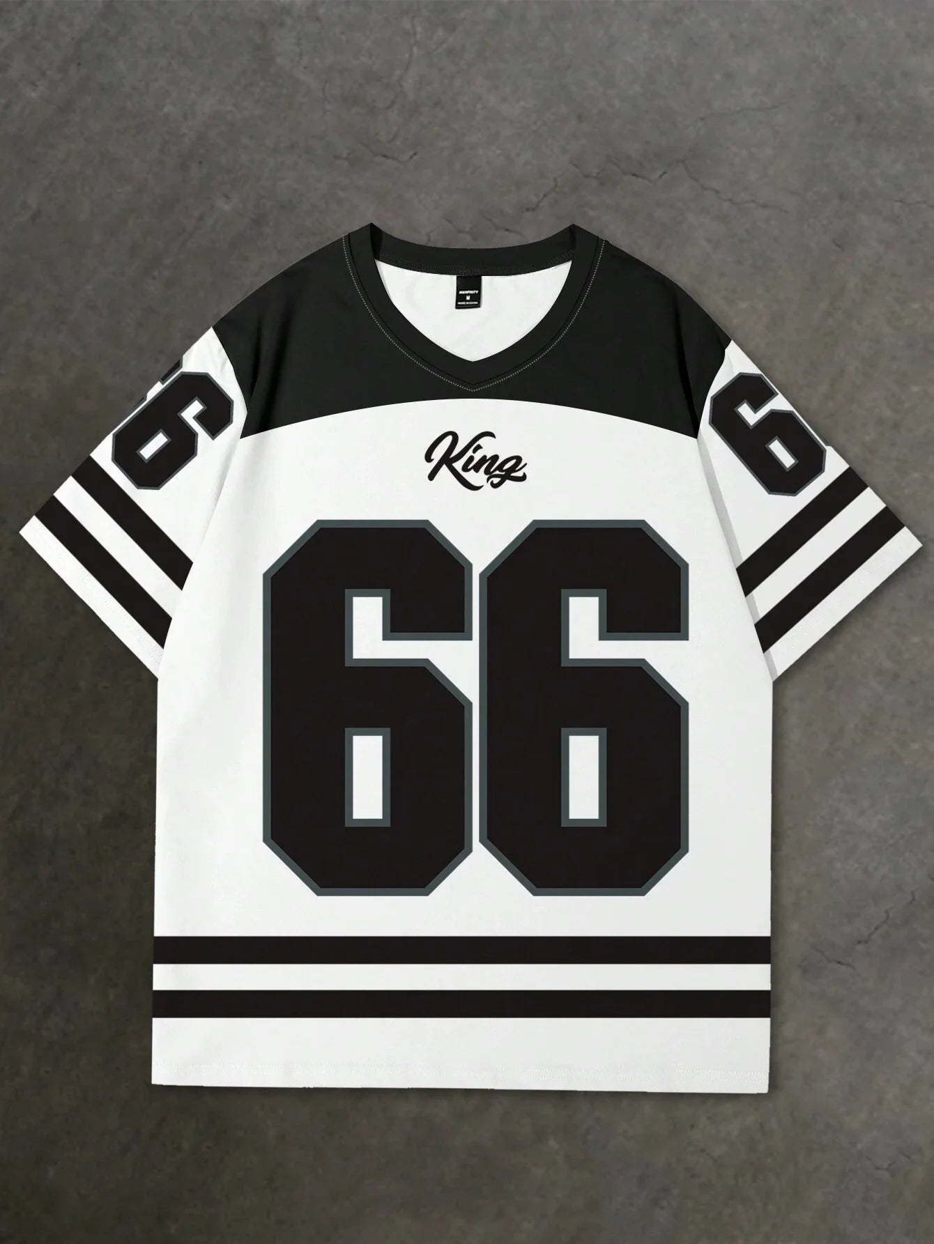 V-neck jersey T-shirt short sleeved retro sports