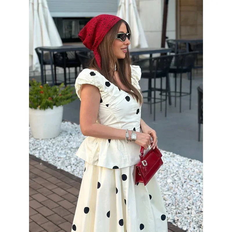 Polka Dot Backless Tank Tops