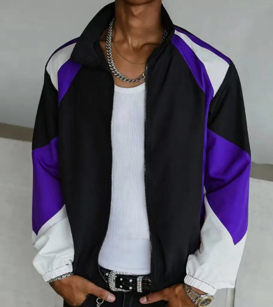 Men's color-blocked jacket, lightweight, casual, travel