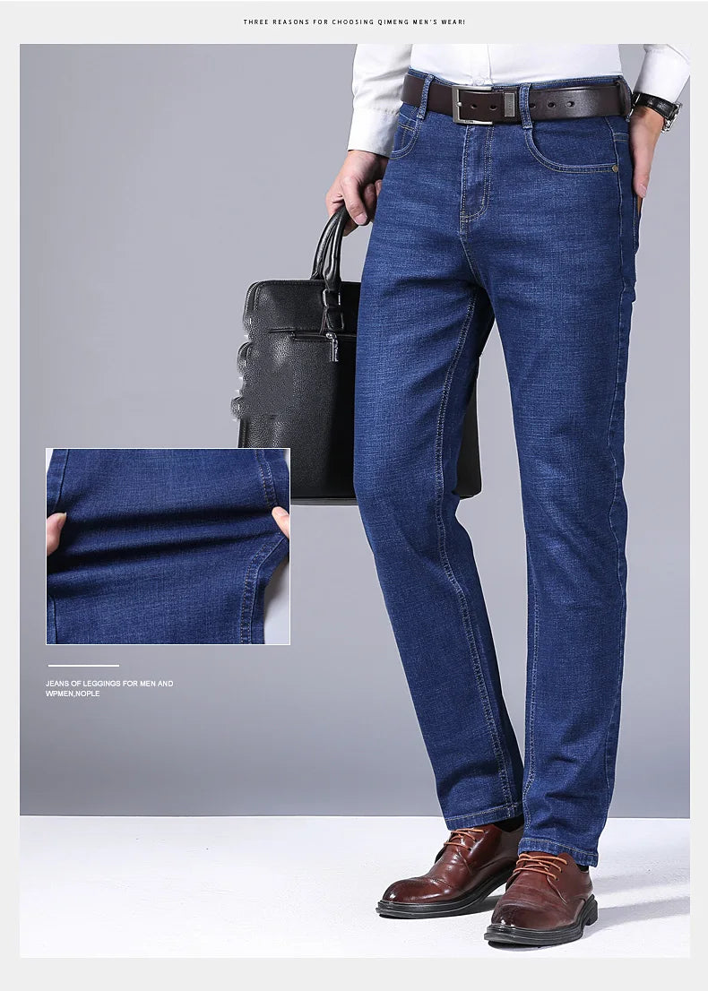 Straight Jeans Men New Stretch Slim Fit