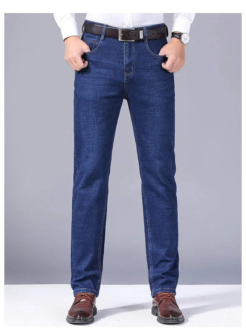 Straight Jeans Men New Stretch Slim Fit