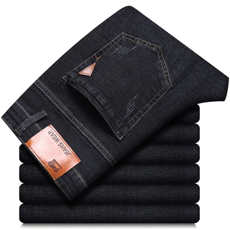 Straight Jeans Men New Stretch Slim Fit