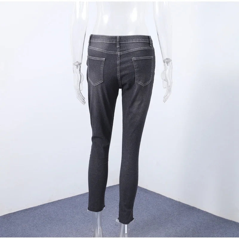 Women Ripped Jeans Tight Fitting