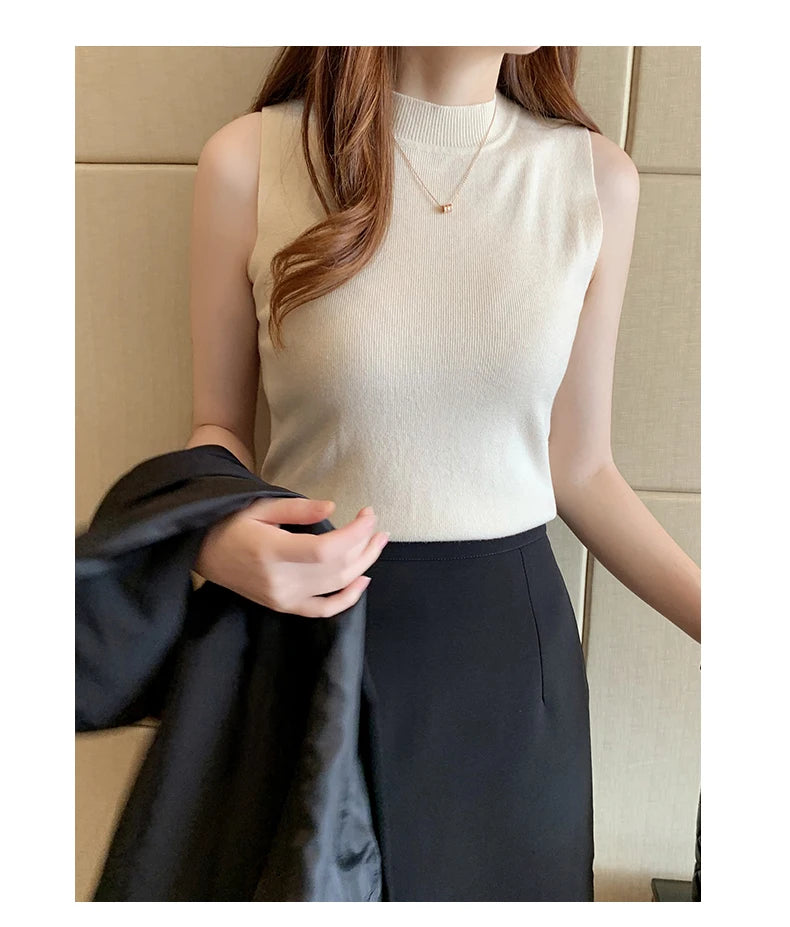 Versatile Knit Sleeveless Tops Women