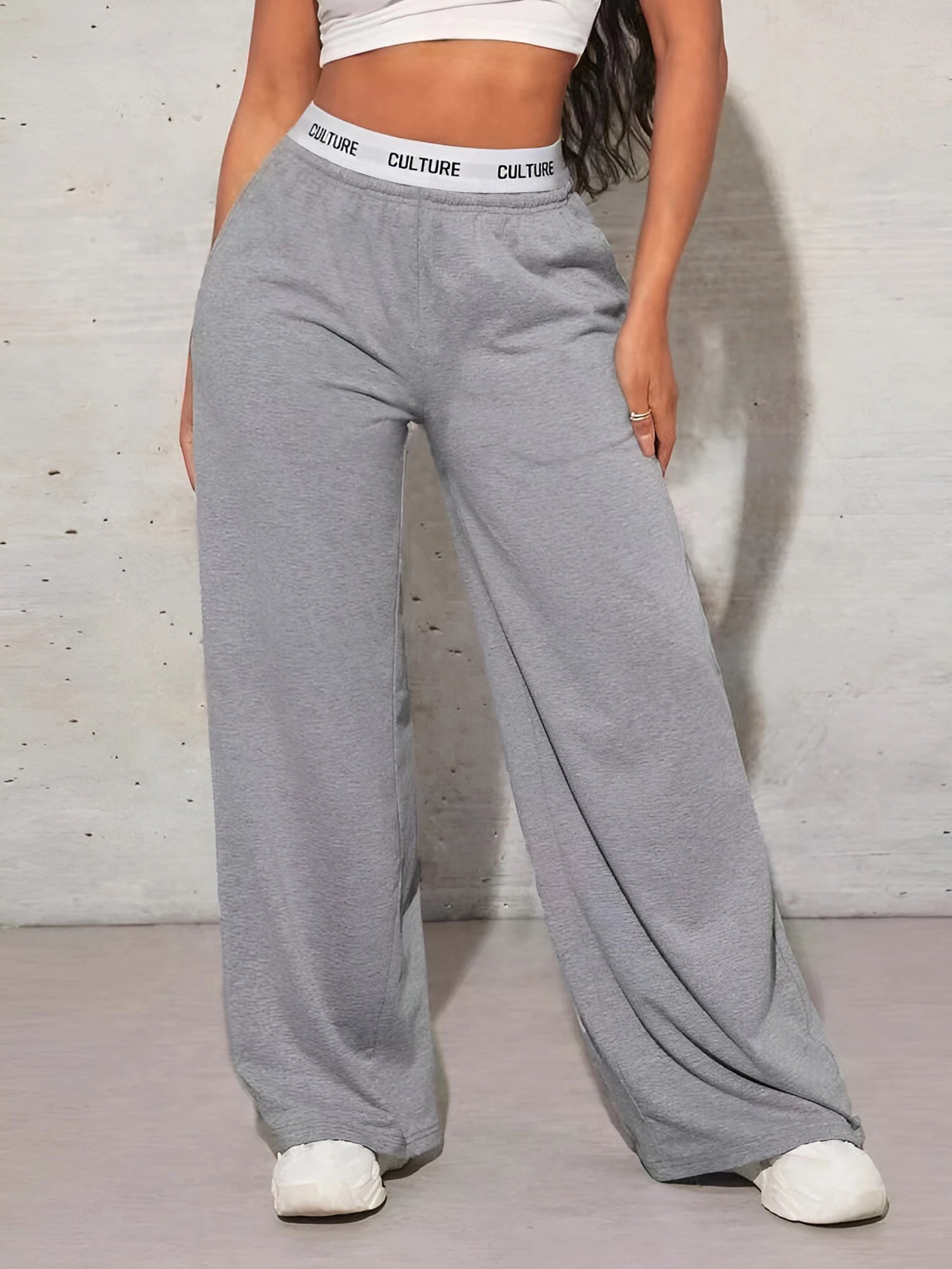 Women's Fashion Pants High Waist Webbing Loose
