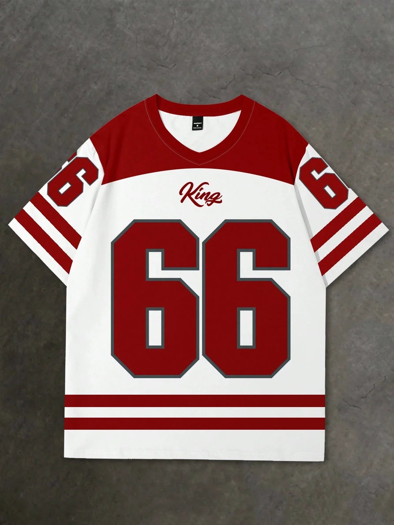 V-neck jersey T-shirt short sleeved retro sports
