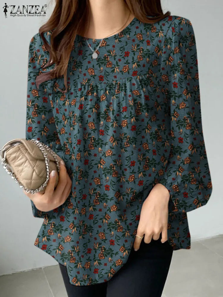 ZANZEA Women Floral Printed Blouse Bohemian Holiday Tops