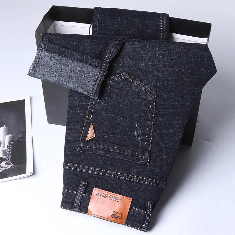 Straight Jeans Men New Stretch Slim Fit