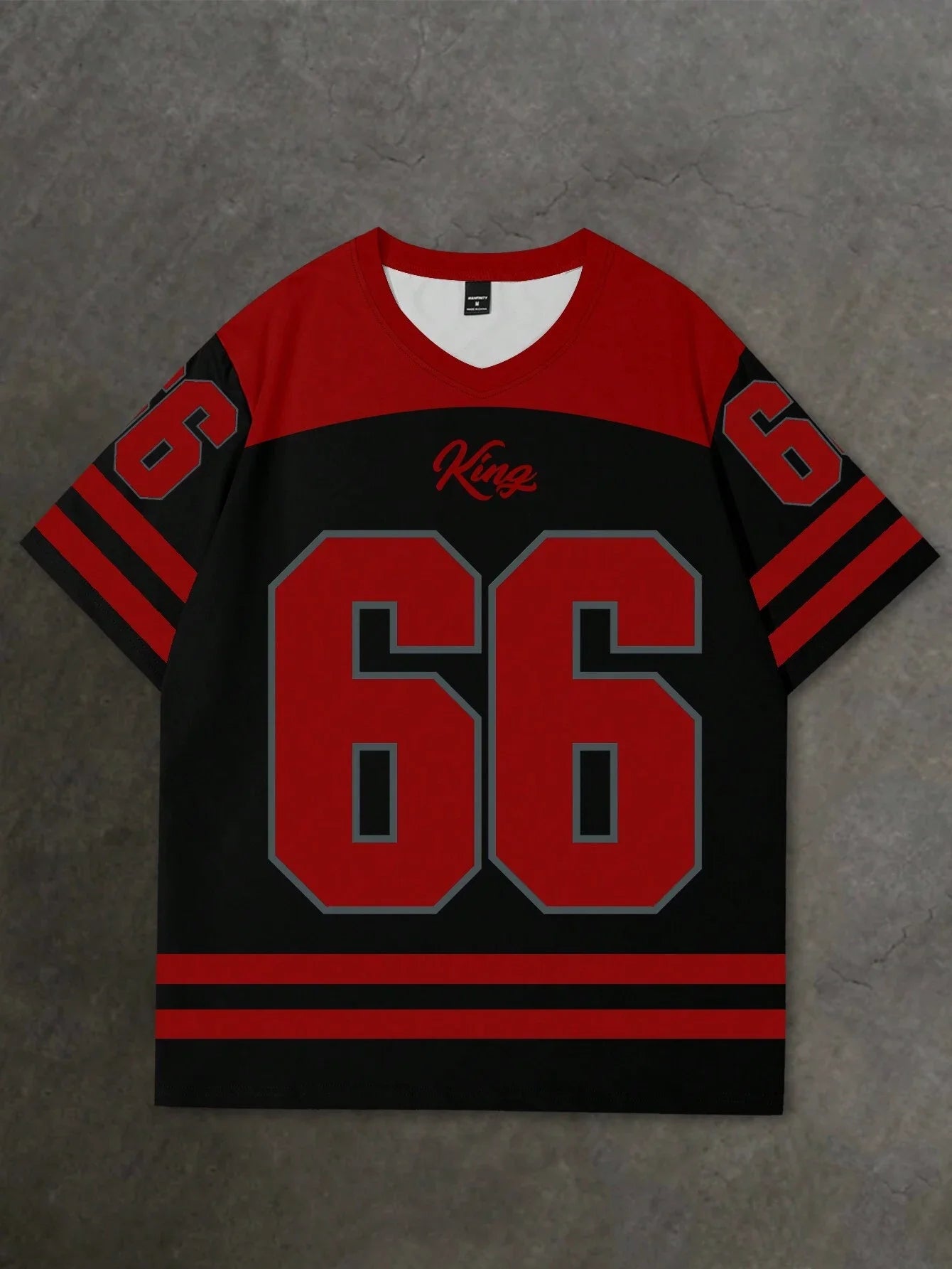 V-neck jersey T-shirt short sleeved retro sports
