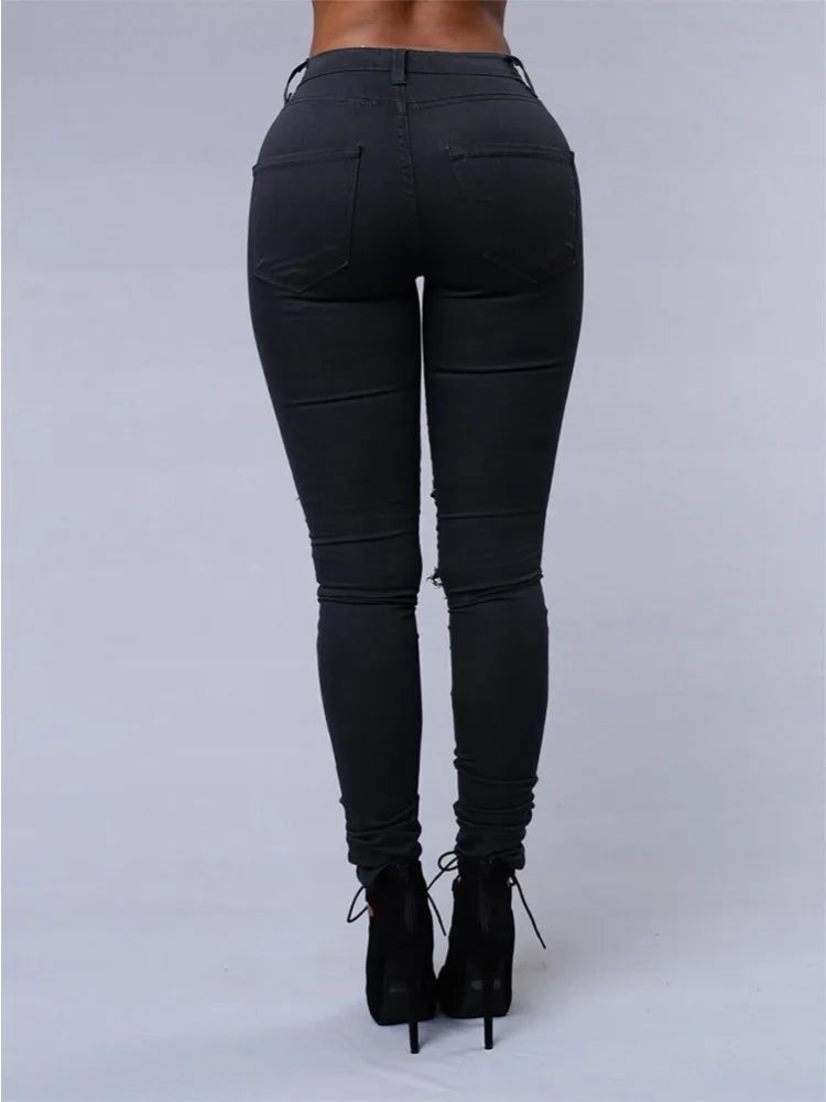 American Holed Jeans Minimalist Slim Fit