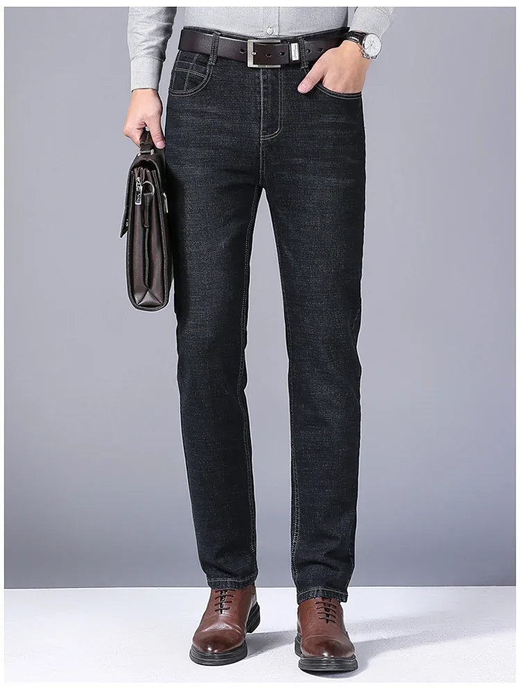 Straight Jeans Men New Stretch Slim Fit