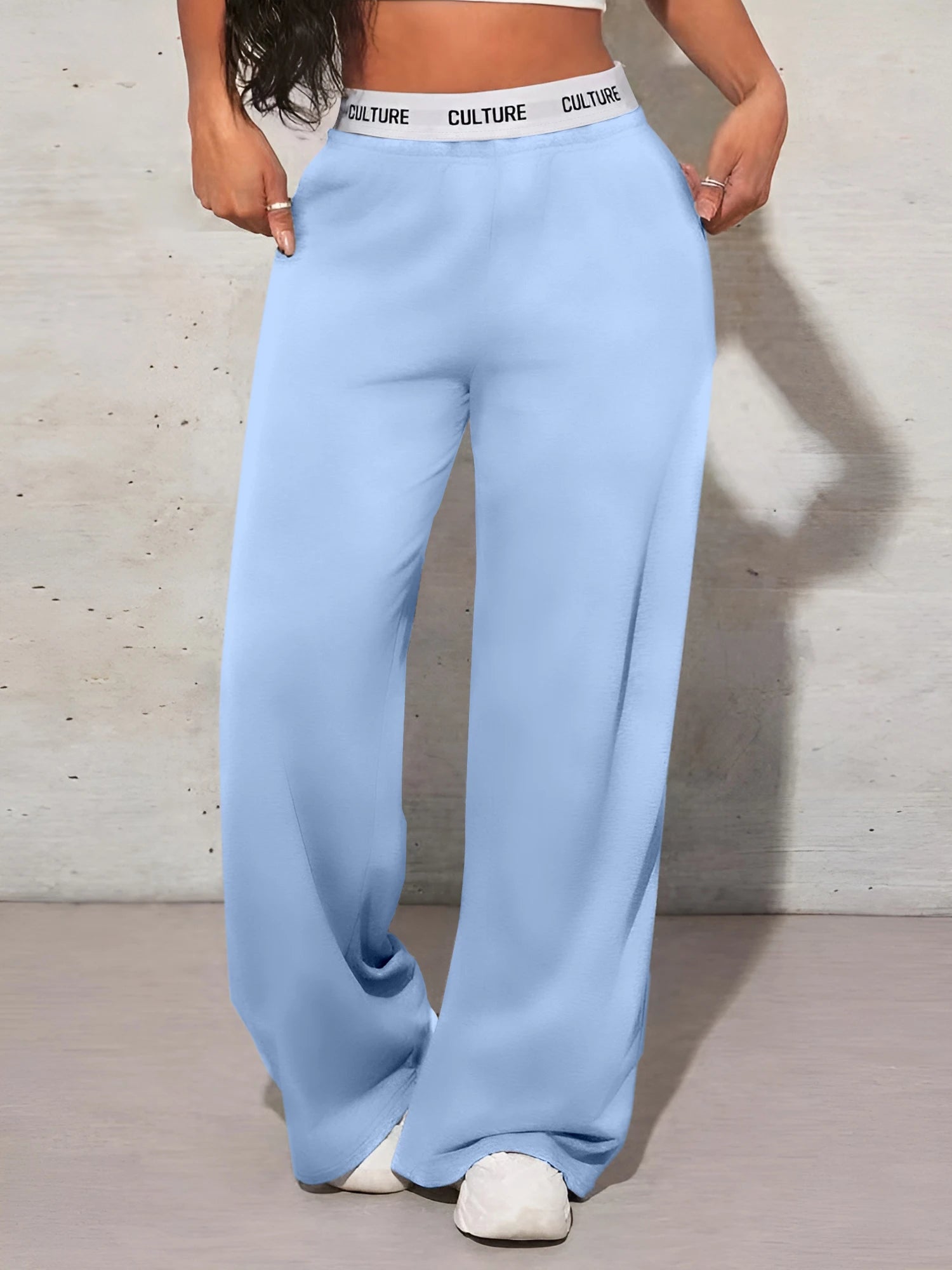 Women's Fashion Pants High Waist Webbing Loose