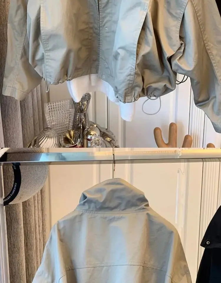 New Women's Trench Coat Outerwear Loose Short Jacket