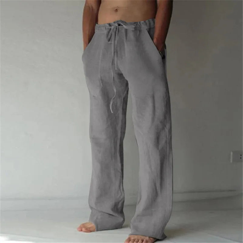 New Men's Cotton and Hemp Pants
