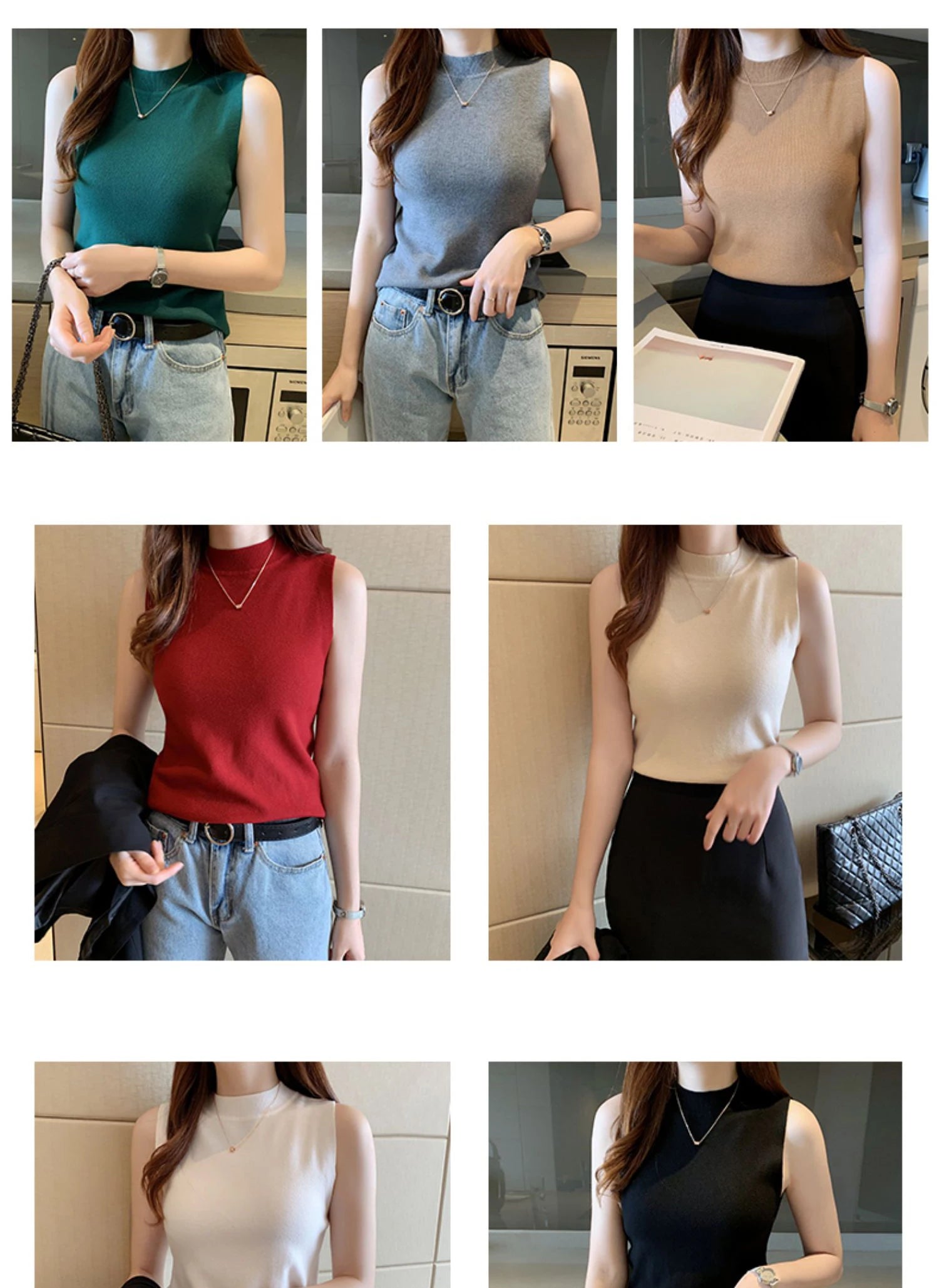 Versatile Knit Sleeveless Tops Women