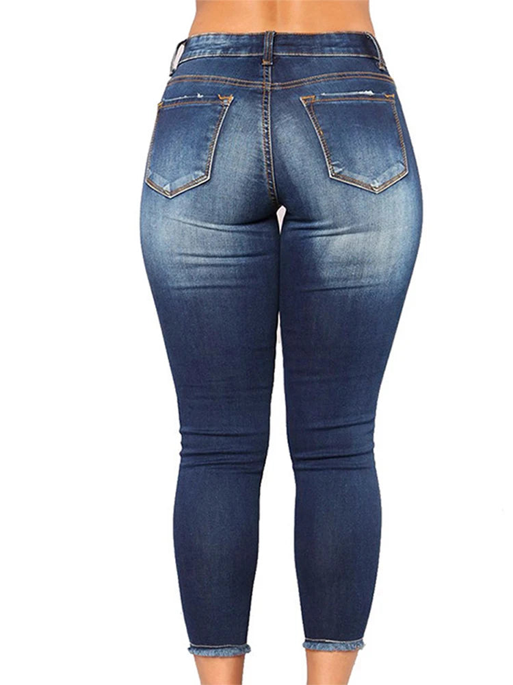 Women Ripped Jeans Tight Fitting