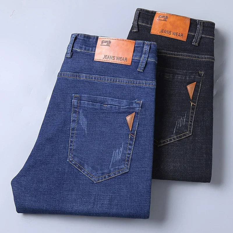 Straight Jeans Men New Stretch Slim Fit